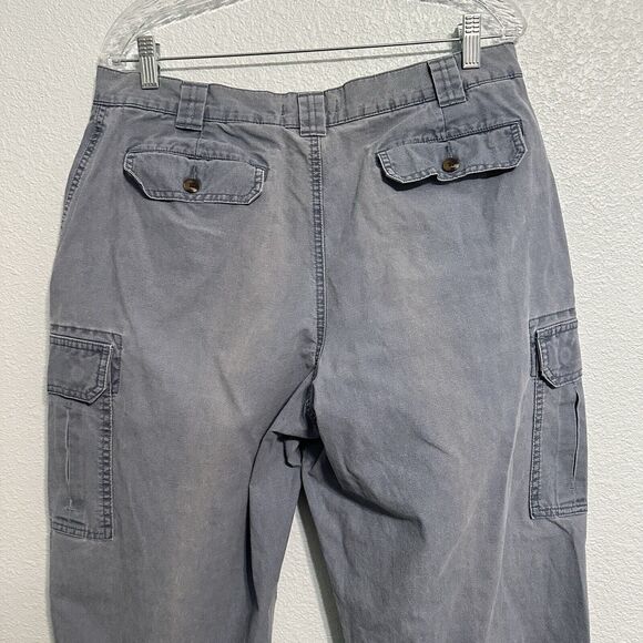 LL Bean Mens Cargo Pants 35X32(30) Blue Sunwashed Canvas Straight Leg Distressed - Picture 5 of 11